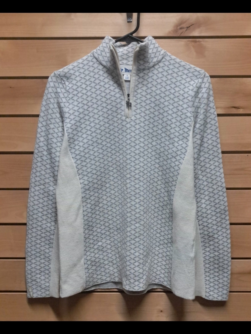 Meister Merino Wool Quarter Zip Mock Neck Sweater Size L
